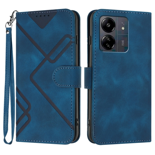 

For Xiaomi Redmi 13C Line Pattern Skin Feel Leather Phone Case(Royal Blue)
