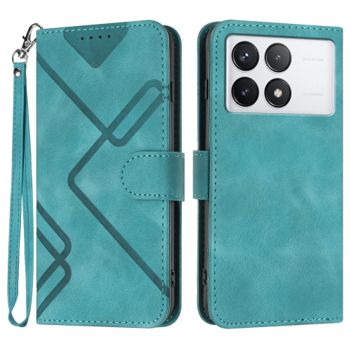

For Xiaomi Redmi K70 Line Pattern Skin Feel Leather Phone Case(Light Blue)