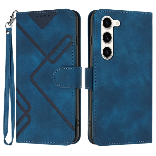 

For Samsung Galaxy S23 5G Line Pattern Skin Feel Leather Phone Case(Royal Blue)
