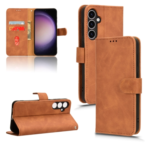 

For Samsung Galaxy S23 FE 5G Skin Feel Magnetic Flip Leather Phone Case(Brown)