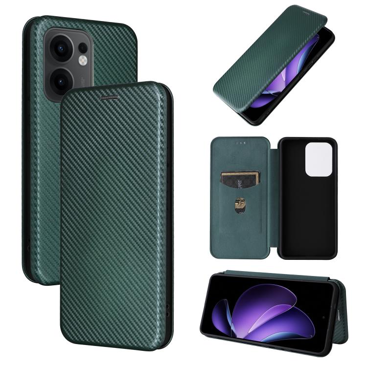 For OPPO Reno13 F 5G Carbon Fiber Texture Flip Leather Phone Case(Green)
For OPPO Reno13 F 5G Carbon Fiber Texture Flip Leather Phone Case(Green)