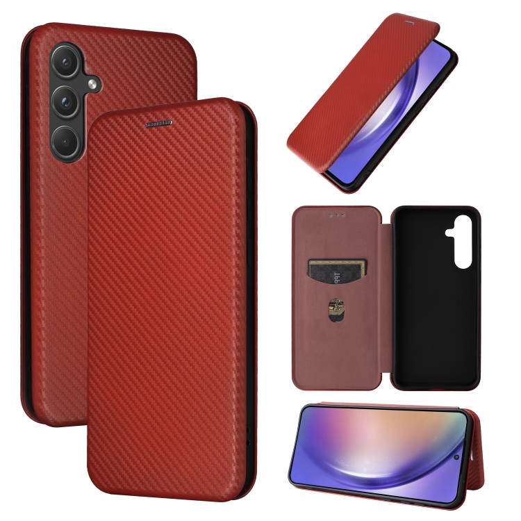 For Samsung Galaxy A55 5G Carbon Fiber Texture Flip Leather Phone Case(Brown)
For Samsung Galaxy A55 5G Carbon Fiber Texture Flip Leather Phone Case(Brown)