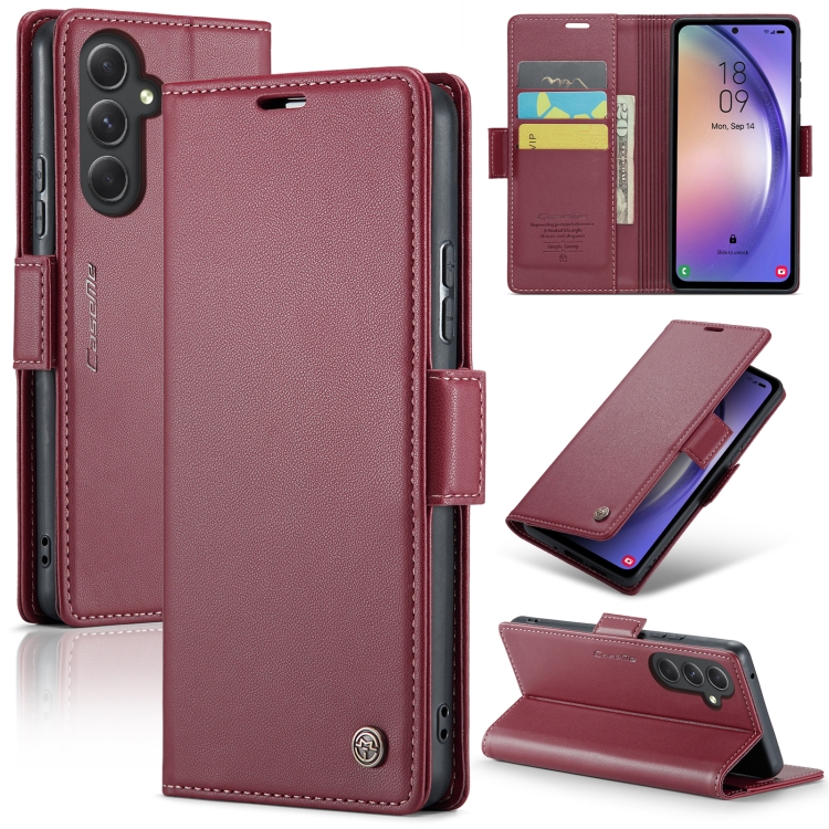 For Samsung Galaxy A54 5G CaseMe 023 Butterfly Buckle Litchi Texture RFID Anti-theft Leather Phone Case(Wine Red)
For Samsung Galaxy A54 5G CaseMe 023 Butterfly Buckle Litchi Texture RFID Anti-theft Leather Phone Case(Wine Red)