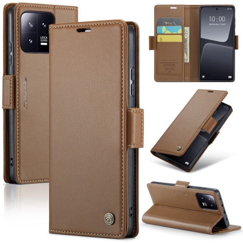 

For Xiaomi 13 CaseMe 023 Butterfly Buckle Litchi Texture RFID Anti-theft Leather Phone Case(Brown)