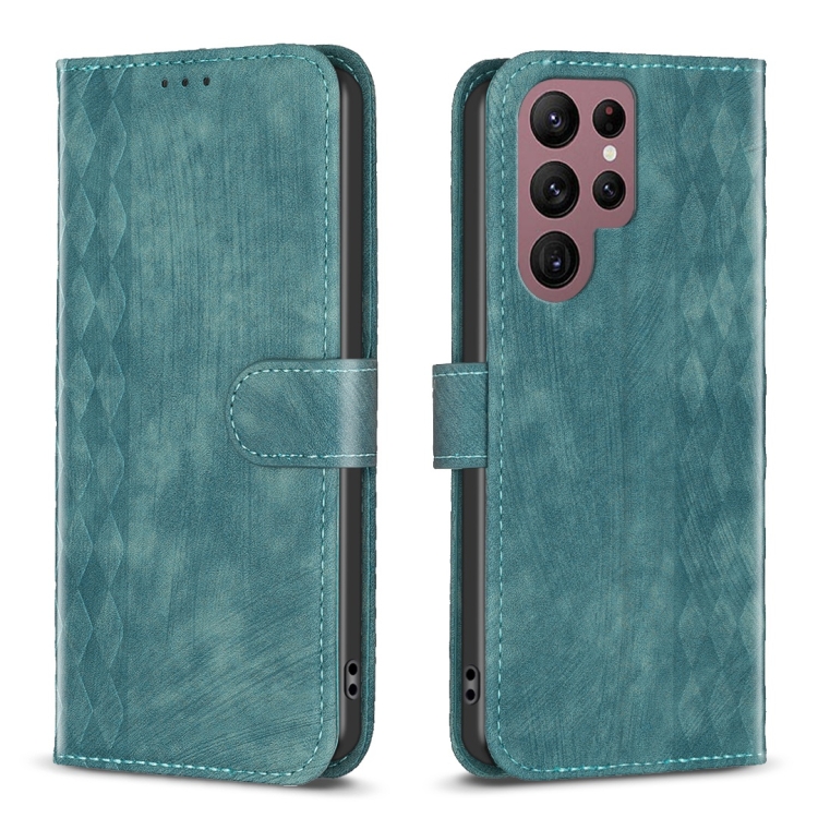 For Samsung Galaxy S22 Ultra 5G Plaid Embossed Leather Phone Case(Green)
For Samsung Galaxy S22 Ultra 5G Plaid Embossed Leather Phone Case(Green)