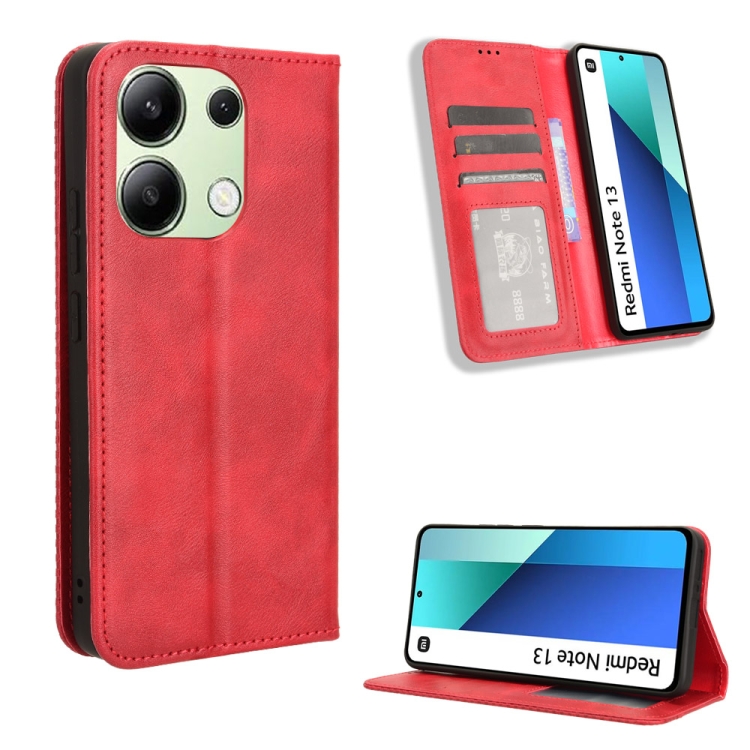For Xiaomi Redmi Note 13 4G Magnetic Buckle Retro Texture Leather Phone Case(Red)
For Xiaomi Redmi Note 13 4G Magnetic Buckle Retro Texture Leather Phone Case(Red)