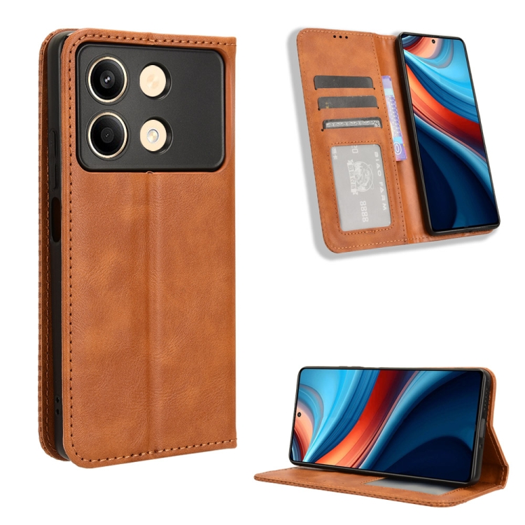 For Xiaomi Redmi Note 13R Magnetic Buckle Retro Texture Leather Phone Case(Brown)
For Xiaomi Redmi Note 13R Magnetic Buckle Retro Texture Leather Phone Case(Brown)