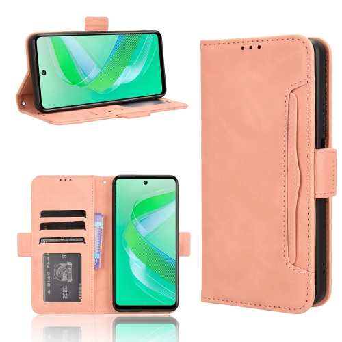

For Infinix Smart 8 Skin Feel Calf Texture Card Slots Leather Phone Case(Pink)