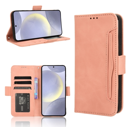

For Samsung Galaxy S24 5G Skin Feel Calf Texture Card Slots Leather Phone Case(Pink)