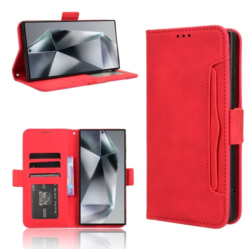 

For Samsung Galaxy S24 Ultra 5G Skin Feel Calf Texture Card Slots Leather Phone Case(Red)