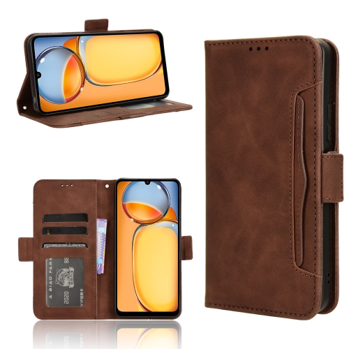 

For Xiaomi Redmi 13C 4G / Poco C65 4G Skin Feel Calf Texture Card Slots Leather Phone Case(Brown)