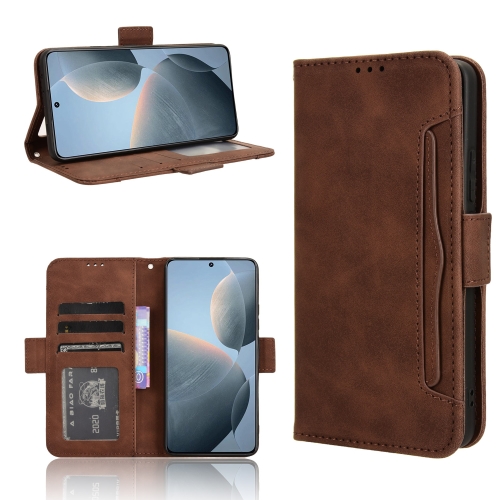 

For Xiaomi Redmi K70E 5G / Poco X6 Pro Skin Feel Calf Texture Card Slots Leather Phone Case(Brown)