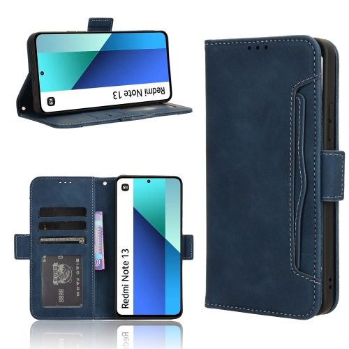 

For Xiaomi Redmi Note 13 4G Skin Feel Calf Texture Card Slots Leather Phone Case(Blue)