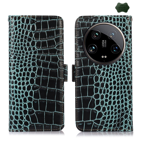 

For Xiaomi 14 Ultra Crocodile Top Layer Cowhide Leather Phone Case(Green)