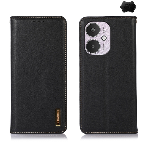 

For Xiaomi Redmi 13C 4G/5G/Poco C65/Poco M6 KHAZNEH Nappa Top Layer Cowhide Leather Phone Case(Black)
