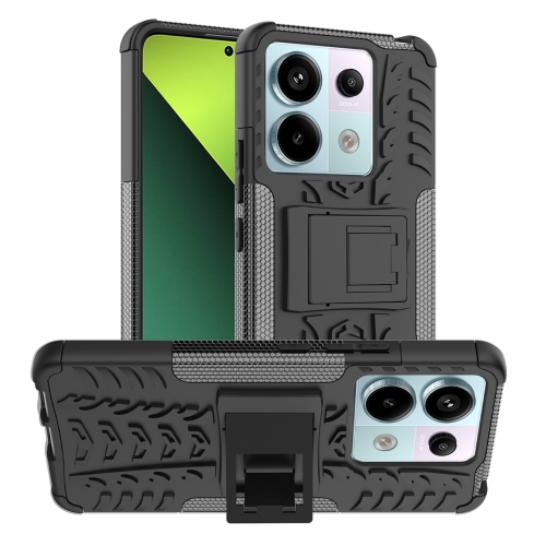 

For Xiaomi Redmi Note 13 Pro 5G Global Tire Texture TPU + PC Phone Case with Holder(Black)