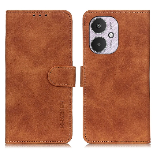 

For Xiaomi Redmi 13C KHAZNEH Retro Texture Flip Leather Phone Case(Brown)