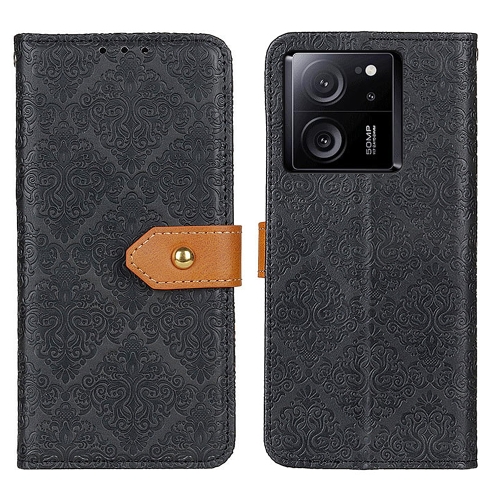 

For Xiaomi 13T 5G / Redmi K60 Ultra 5G European Floral Embossed Leather Phone Case(Black)