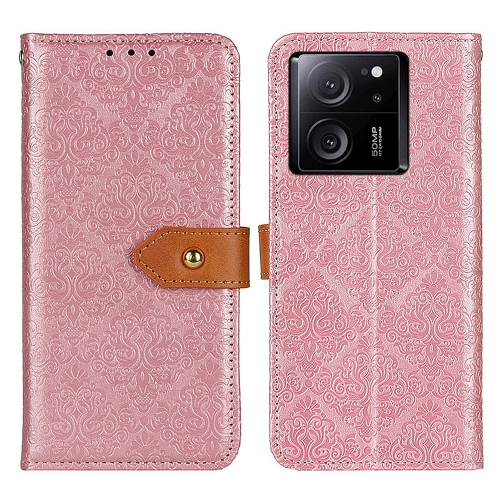

For Xiaomi 13T 5G / Redmi K60 Ultra 5G European Floral Embossed Leather Phone Case(Pink)