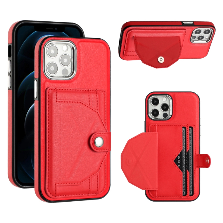 For iPhone 12 / 12 Pro Shockproof Leather Phone Case with Card Holder(Red) 
For iPhone 12 / 12 Pro Shockproof Leather Phone Case with Card Holder(Red)