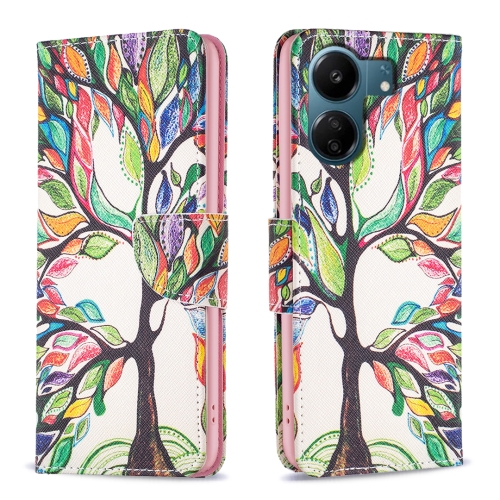 

For Xiaomi Redmi 13C Colored Drawing Pattern Leather Phone Case(Tree Life)