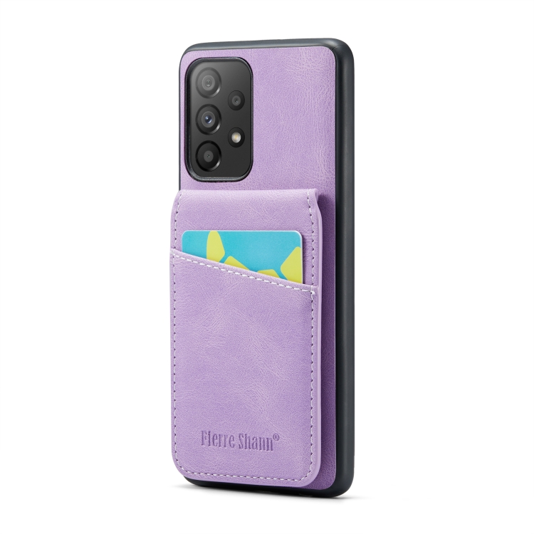 For Samsung Galaxy A73 5G Fierre Shann Crazy Horse Card Holder Back Cover PU Phone Case(Purple)
For Samsung Galaxy A73 5G Fierre Shann Crazy Horse Card Holder Back Cover PU Phone Case(Purple)