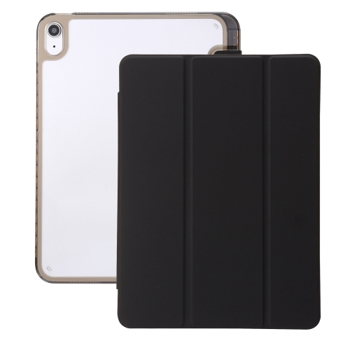 

For iPad 10th Gen 10.9 2022 Clear Acrylic 3-Fold Leather Tablet Case(Black)