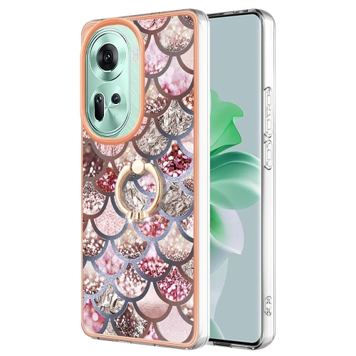 

For OPPO Reno11 5G Global Electroplating IMD TPU Phone Case with Ring(Pink Scales)