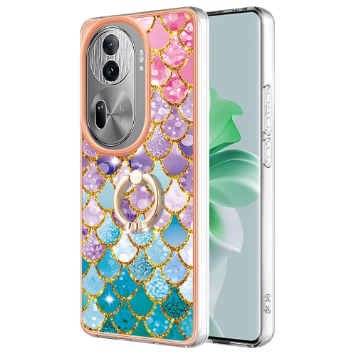 

For OPPO Reno11 Pro 5G Global Electroplating IMD TPU Phone Case with Ring(Colorful Scales)