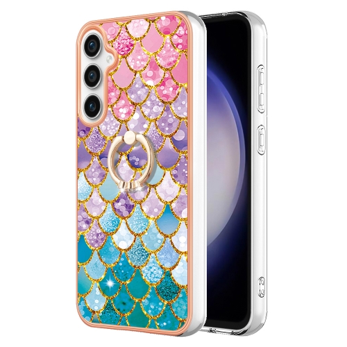 

For Samsung Galaxy S23 FE 5G Electroplating IMD TPU Phone Case with Ring(Colorful Scales)