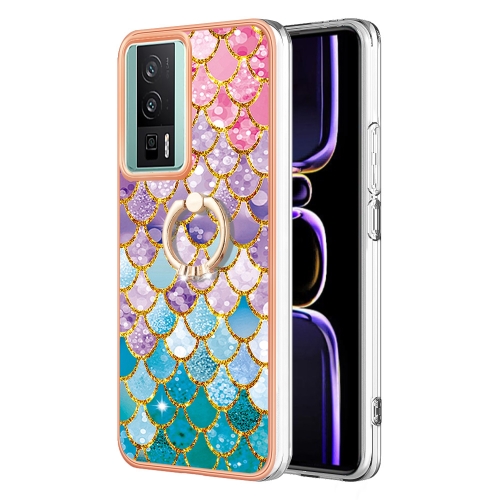 

For Xiaomi Poco F5 Pro 5G / Redmi K60 Electroplating IMD TPU Phone Case with Ring(Colorful Scales)