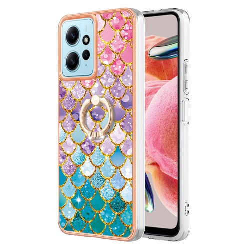 

For Xiaomi Redmi Note 12 4G Global Electroplating IMD TPU Phone Case with Ring(Colorful Scales)