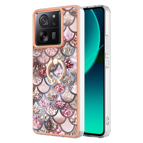 

For Xiaomi 13T / 13T Pro Electroplating IMD TPU Phone Case with Ring(Pink Scales)