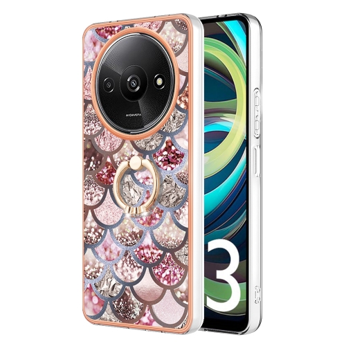 

For Xiaomi Redmi A3 Electroplating IMD TPU Phone Case with Ring(Pink Scales)