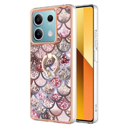 

For Xiaomi Redmi Note 13 5G Global Electroplating IMD TPU Phone Case with Ring(Pink Scales)