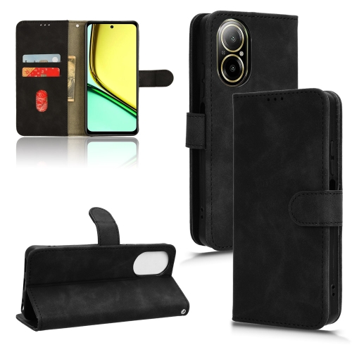 

For Realme C67 4G Skin Feel Magnetic Flip Leather Phone Case(Black)