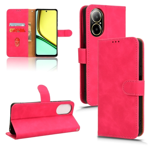 

For Realme C67 4G Skin Feel Magnetic Flip Leather Phone Case(Rose Red)