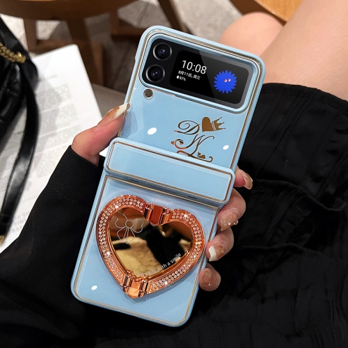 

For Samsung Galaxy Z Flip4 Love Mirror Style Fold Hinge Phone Case(Blue)