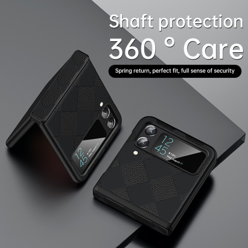 

For Samsung Galaxy Z Flip4 Diamond Lattice Texture Fold Hinge Phone Case(Pink)