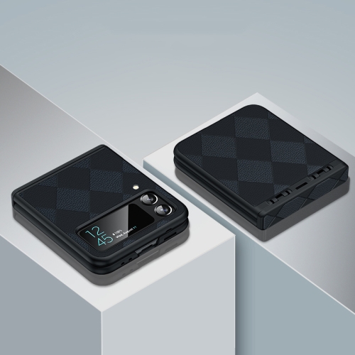 

For Samsung Galaxy Z Flip4 Diamond Lattice Texture Fold Hinge Phone Case(Black)