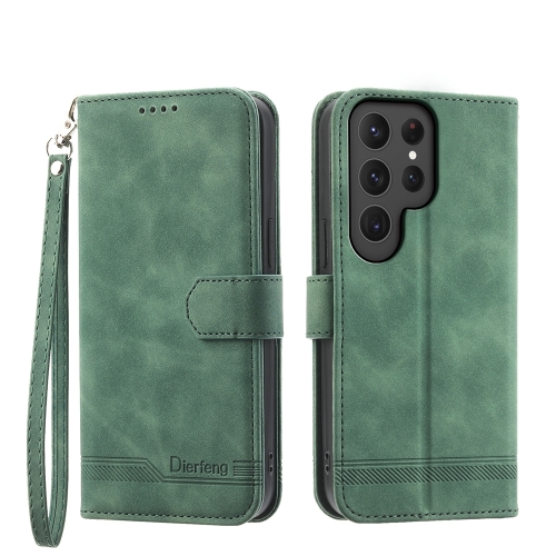 

For Samsung Galaxy S24 Ultra 5G Dierfeng Dream Line TPU + PU Leather Phone Case(Green)
