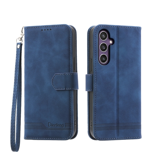 

For Samsung Galaxy S24 5G Dierfeng Dream Line TPU + PU Leather Phone Case(Blue)
