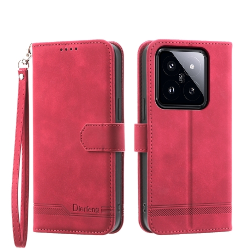 

For Xiaomi 14 Pro Dierfeng Dream Line TPU + PU Leather Phone Case(Red)