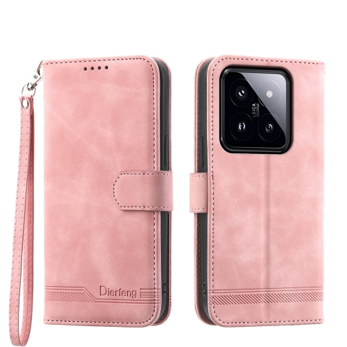

For Xiaomi 14 Pro Dierfeng Dream Line TPU + PU Leather Phone Case(Pink)