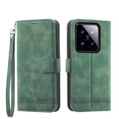 

For Xiaomi 14 Pro Dierfeng Dream Line TPU + PU Leather Phone Case(Green)