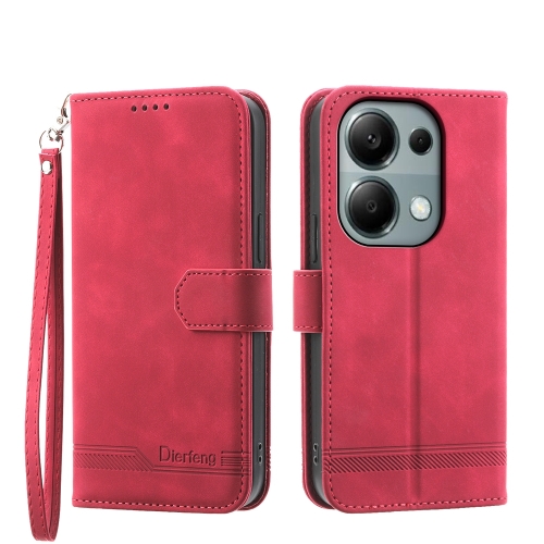 

For Xiaomi Redmi Note 13 Pro 4G Dierfeng Dream Line TPU + PU Leather Phone Case(Red)