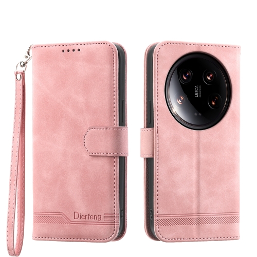 

For Xiaomi 14 Ultra Dierfeng Dream Line TPU + PU Leather Phone Case(Pink)