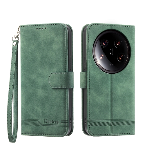 

For Xiaomi 14 Ultra Dierfeng Dream Line TPU + PU Leather Phone Case(Green)