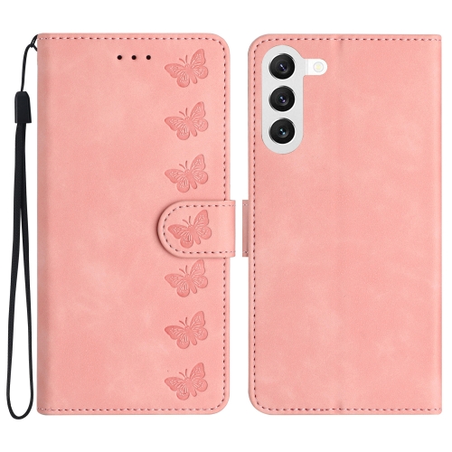 

For Samsung Galaxy S24 5G Seven Butterflies Embossed Leather Phone Case(Pink)