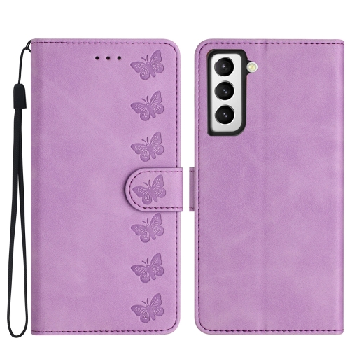 

For Samsung Galaxy S22+ 5G Seven Butterflies Embossed Leather Phone Case(Purple)